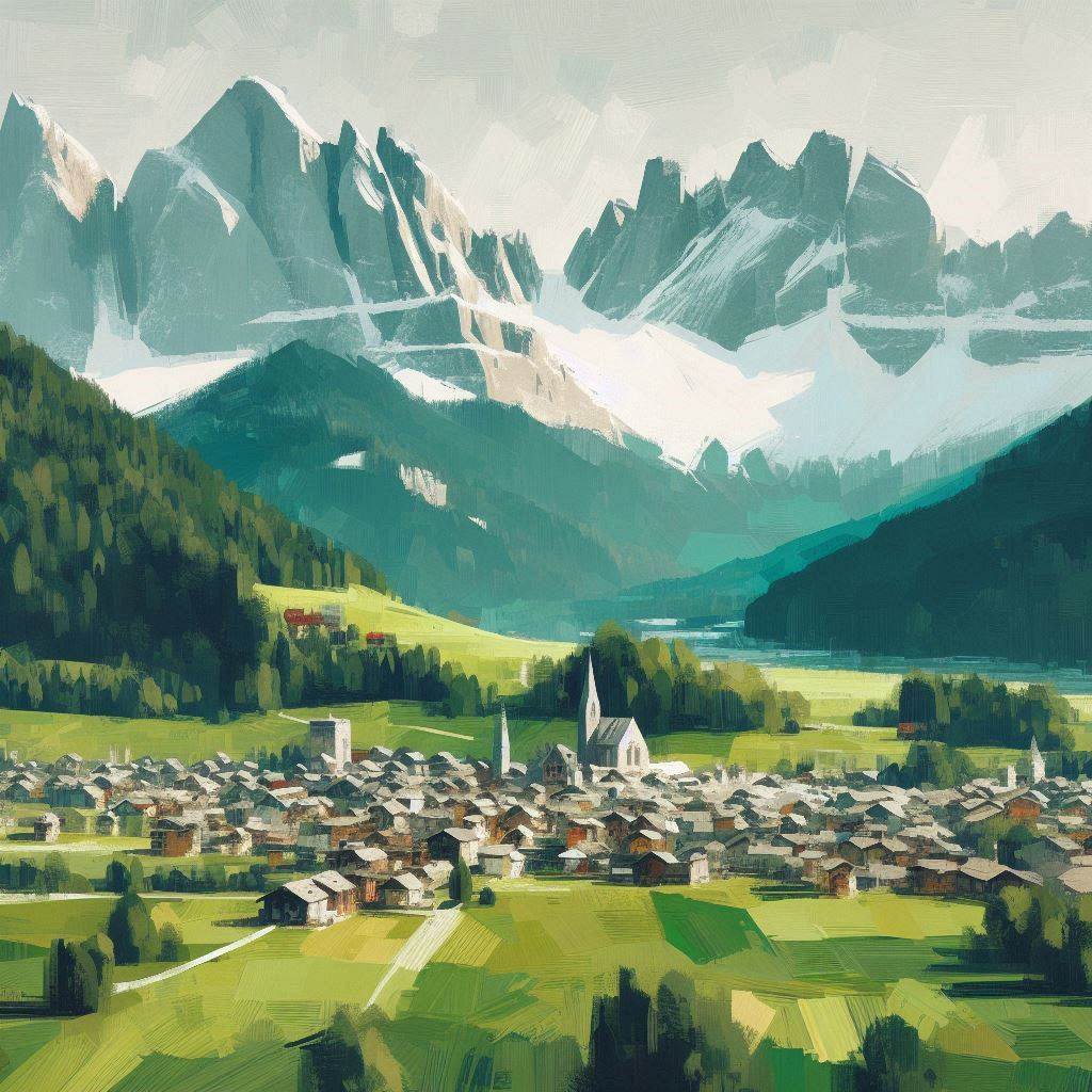 A peaceful village nestled in grasslands